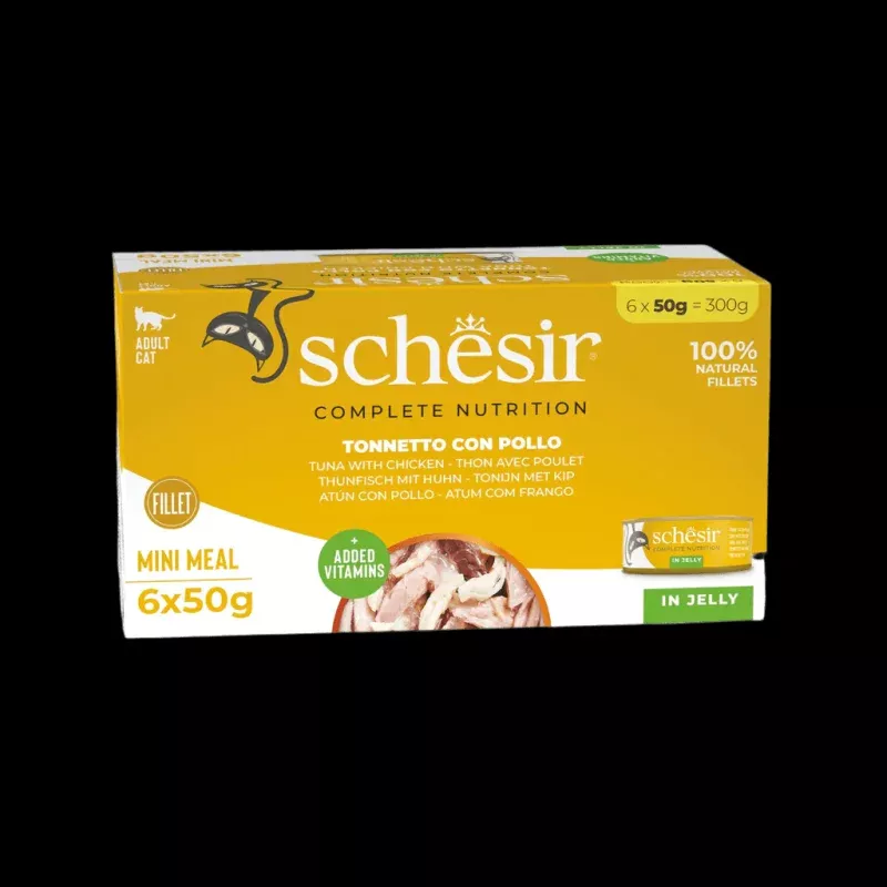 Schesir Complete & Balanced Nutrition Wet Cat Food in Jelly Can [Multi pack] Tuna With Chicken - 6x50g
